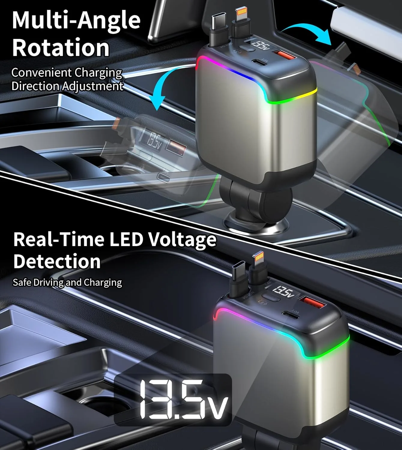 car charger retractable usb 4