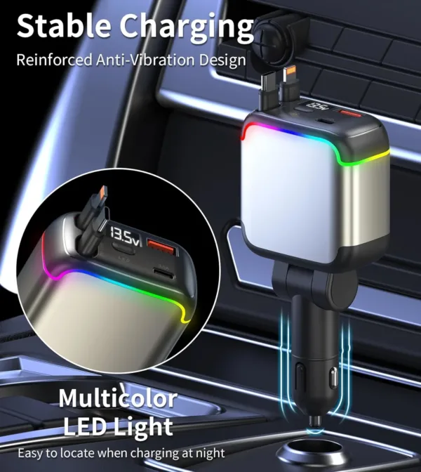 car charger retractable usb 5