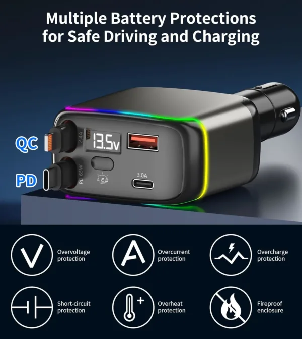 car charger retractable usb 7