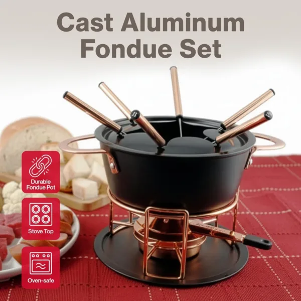cast aluminum fondue set 2