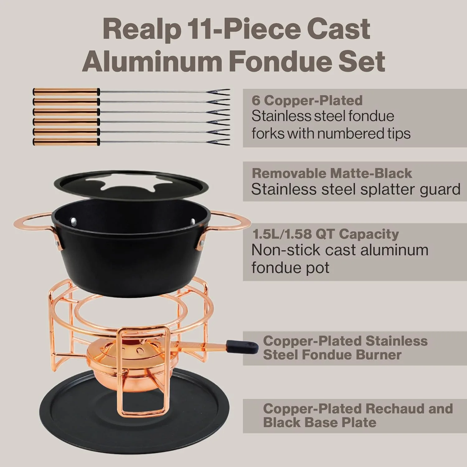 cast aluminum fondue set 5