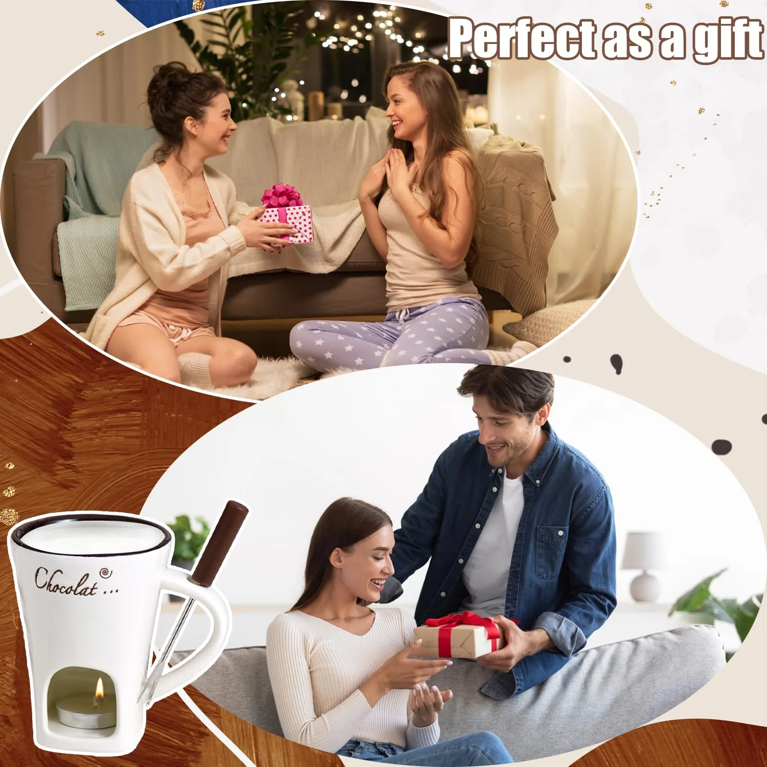 chocolate fondue mug set 6