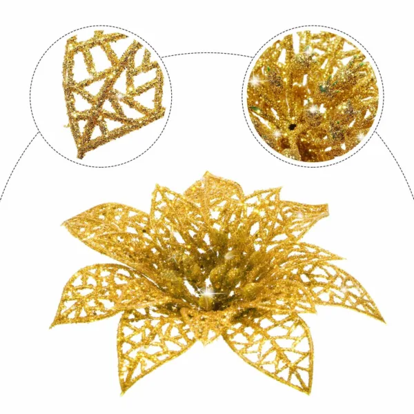 christmas poinsettia flowers gold 3