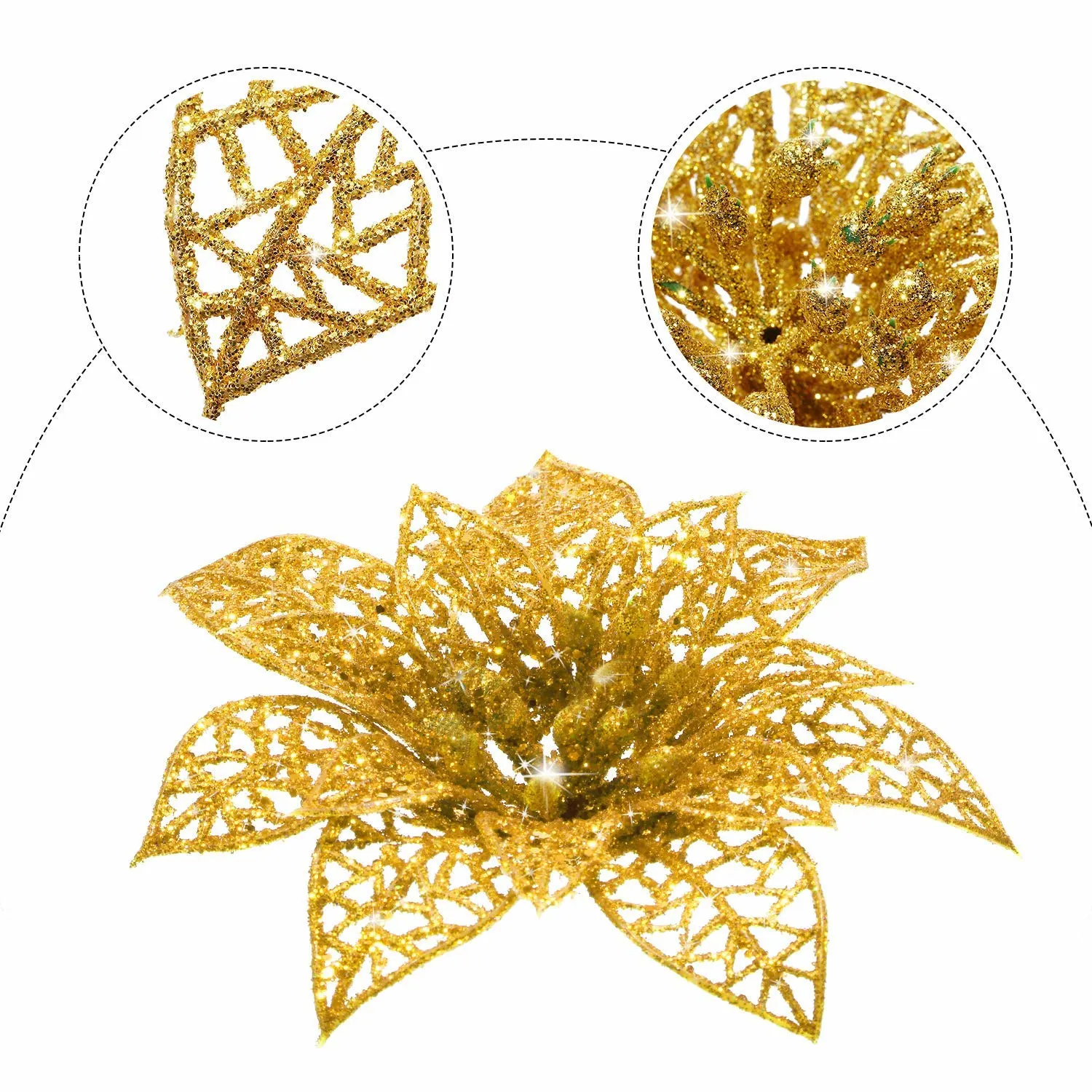 christmas poinsettia flowers gold 3