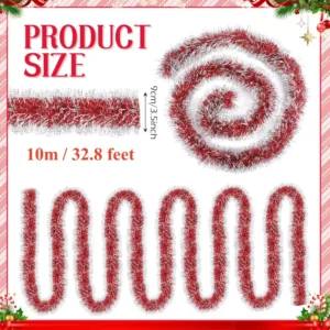 christmas tinsel garland red 3