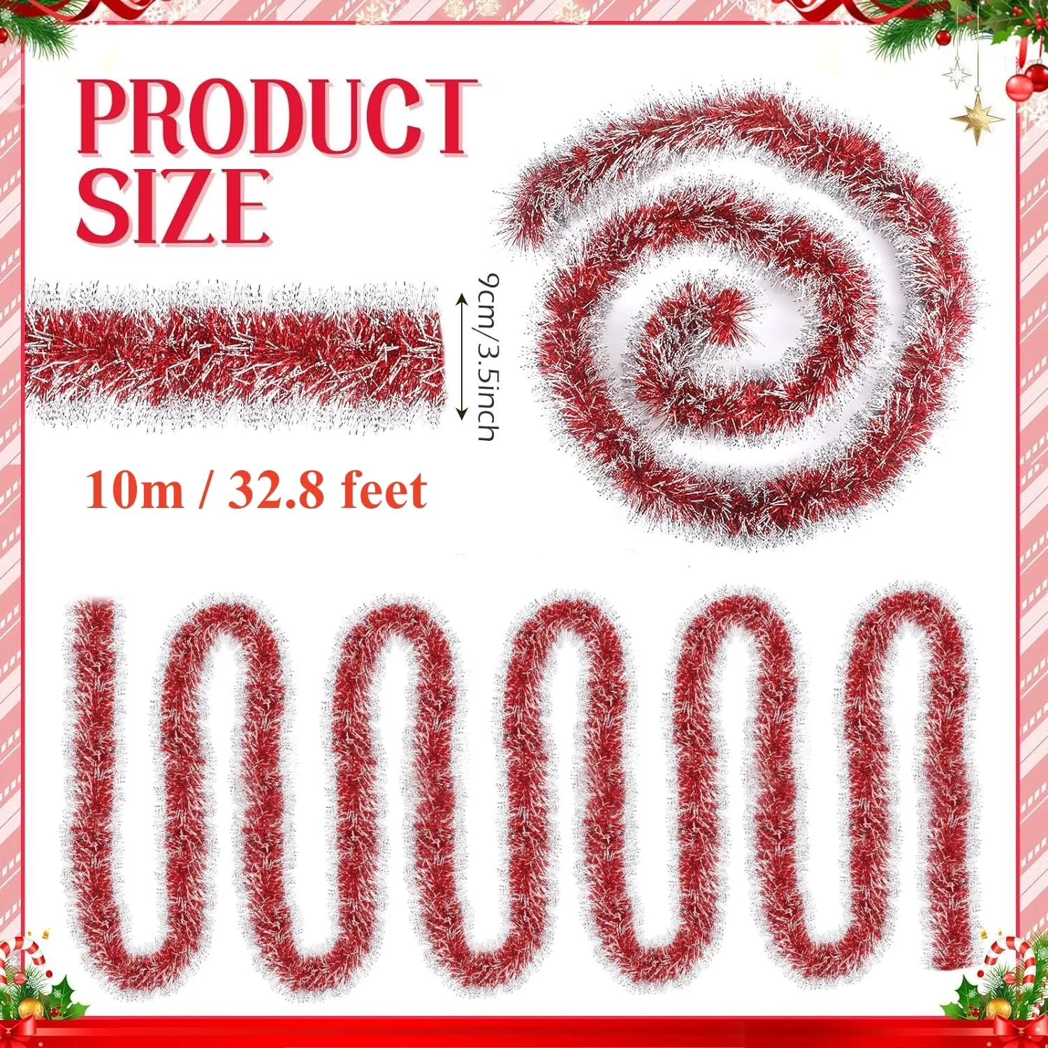 christmas tinsel garland red 3