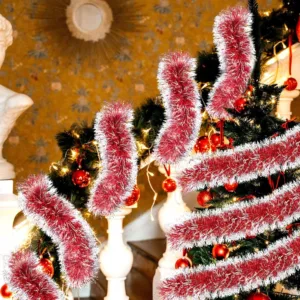 christmas tinsel garland red 5