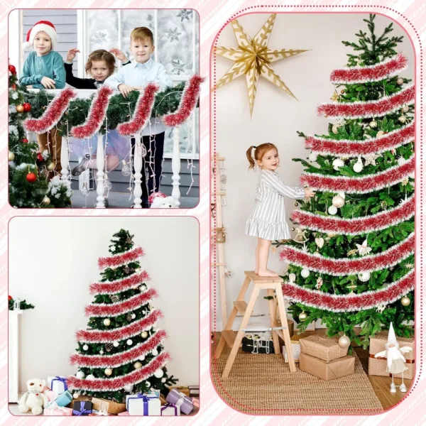 christmas tinsel garland red 6