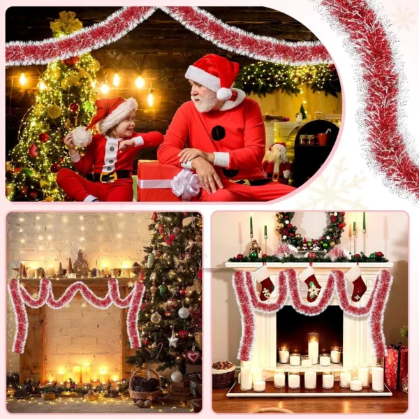 christmas tinsel garland red 7