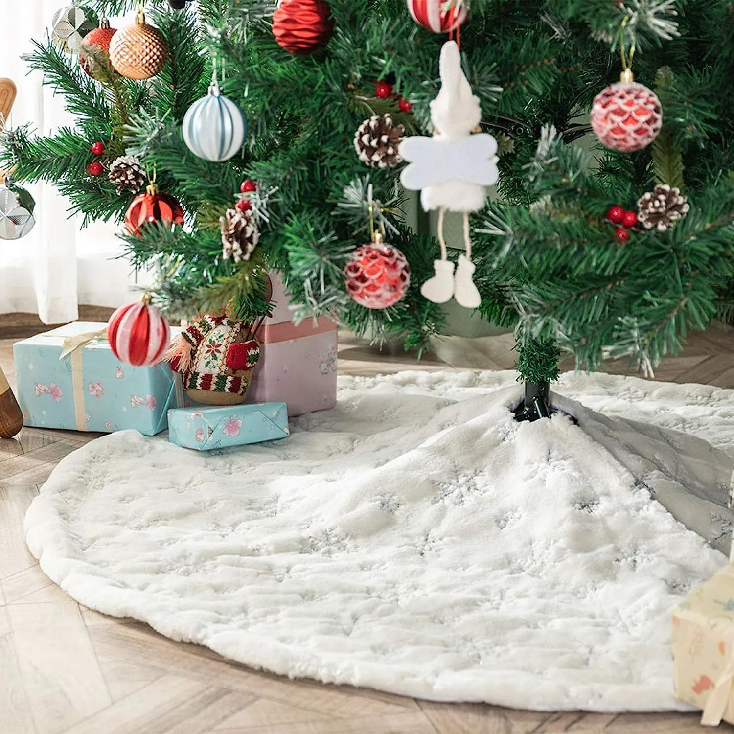 christmas tree skirt white 1