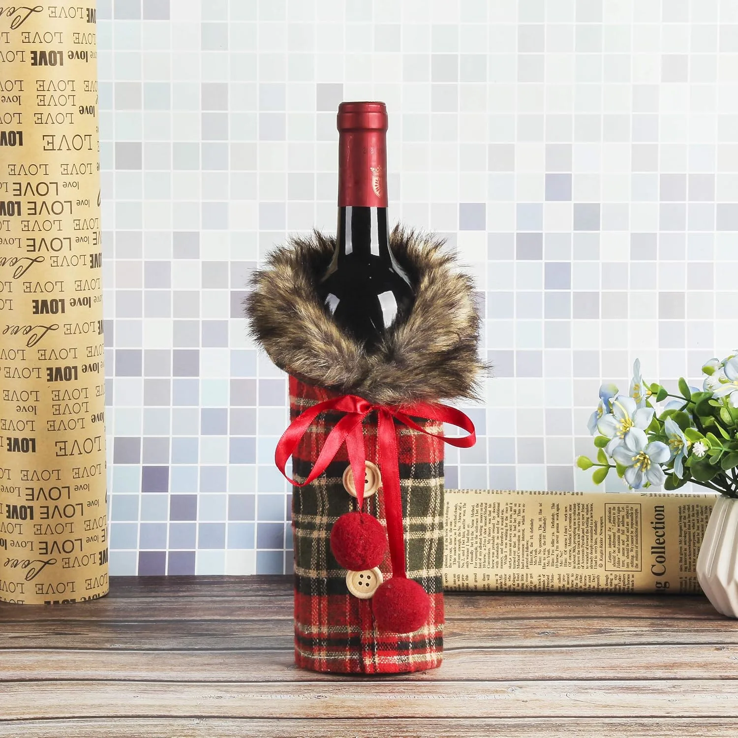 christmas wine bottle cover 4