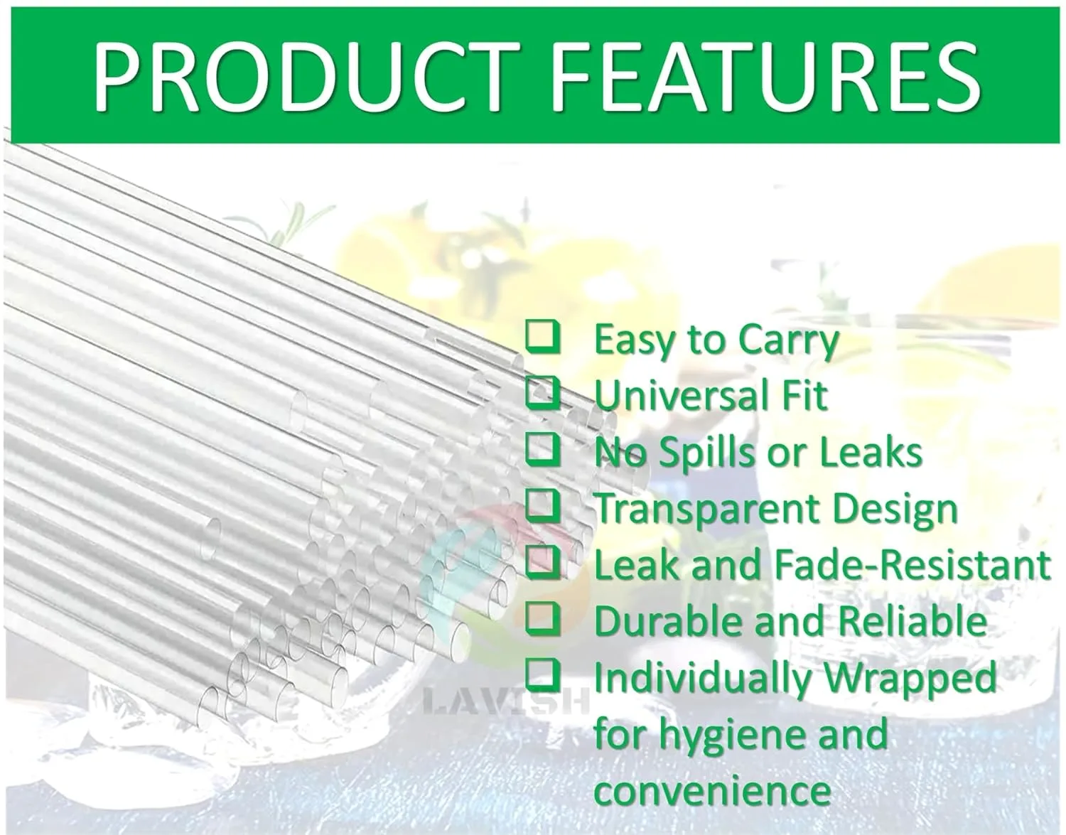 clear plastic straws pack 4