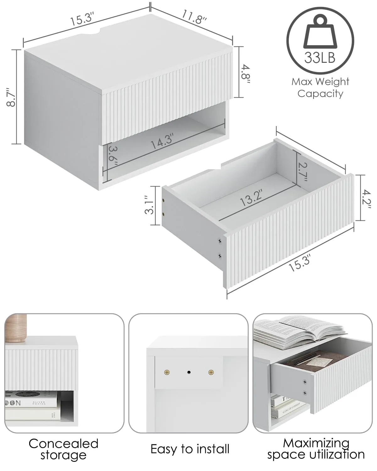 floating nightstand small modern 2