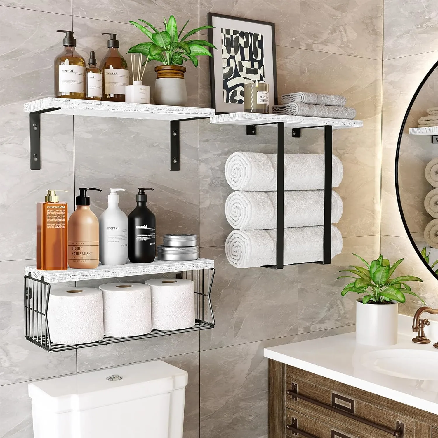 floating shelves towel rack 2