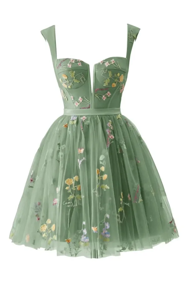 flower embroidery tulle dress 1