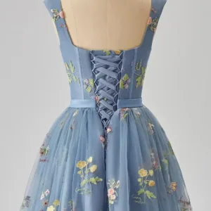 flower embroidery tulle dress 2