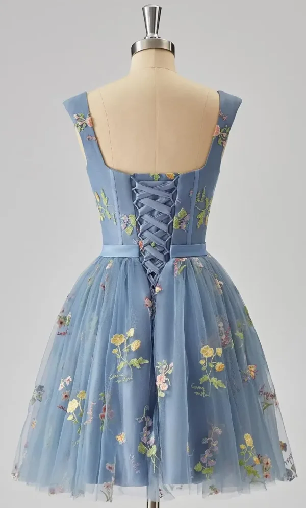 flower embroidery tulle dress 2