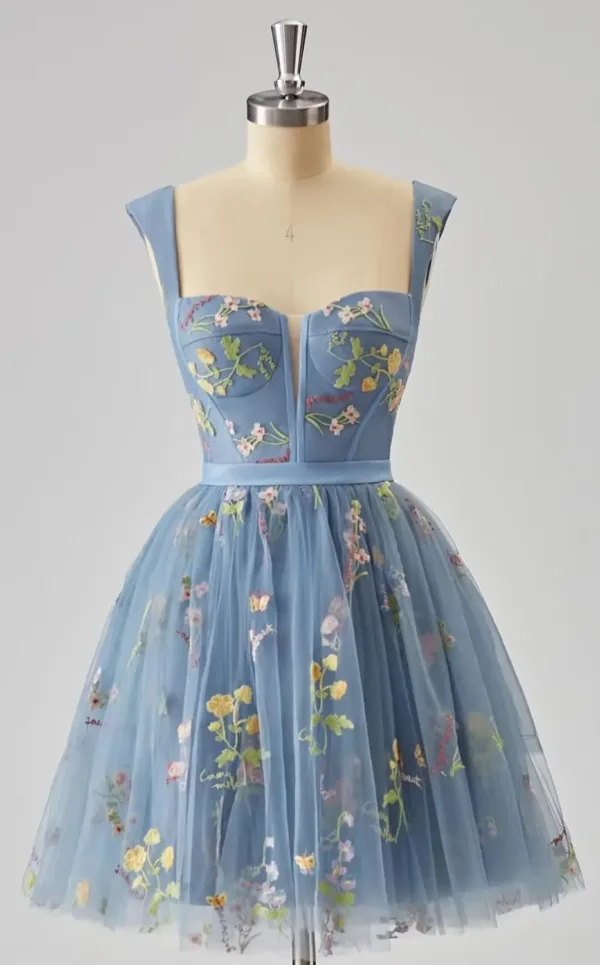 flower embroidery tulle dress 3