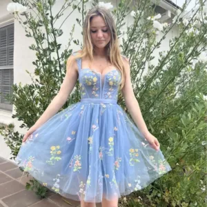 flower embroidery tulle dress 4