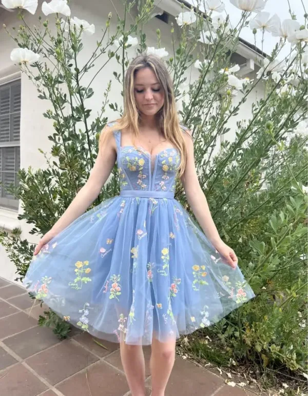 flower embroidery tulle dress 4