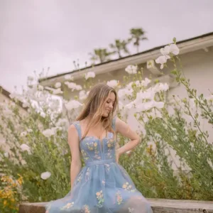 flower embroidery tulle dress 5