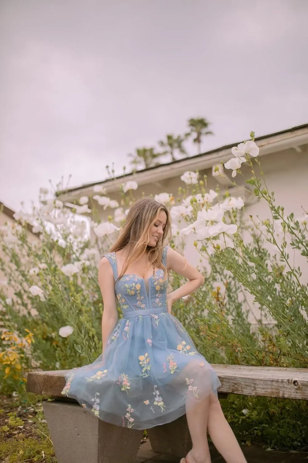 flower embroidery tulle dress 5