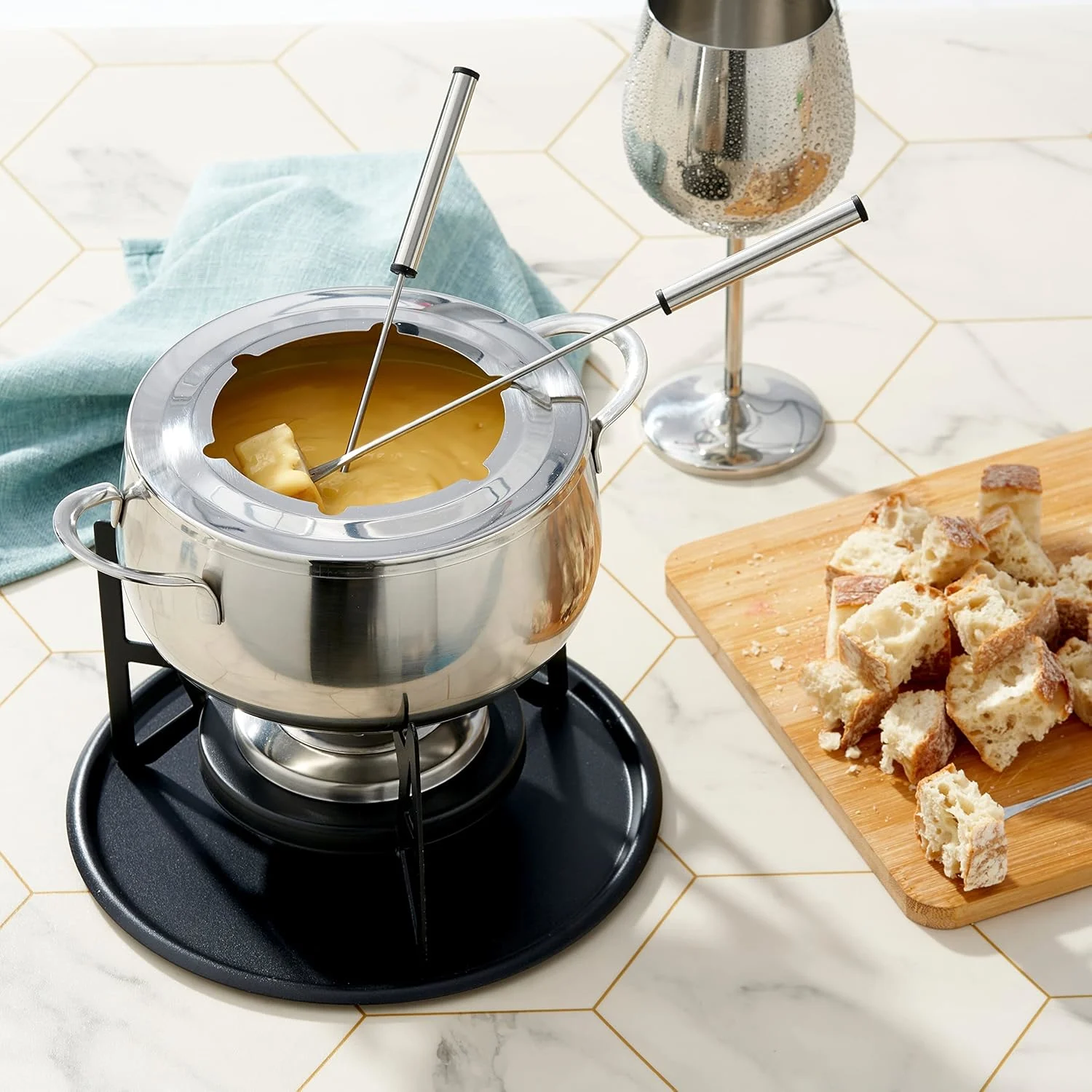 fondue set stainless steel 2