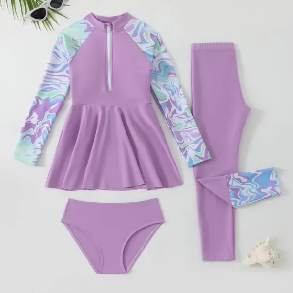 girls modest swimsuit set 3