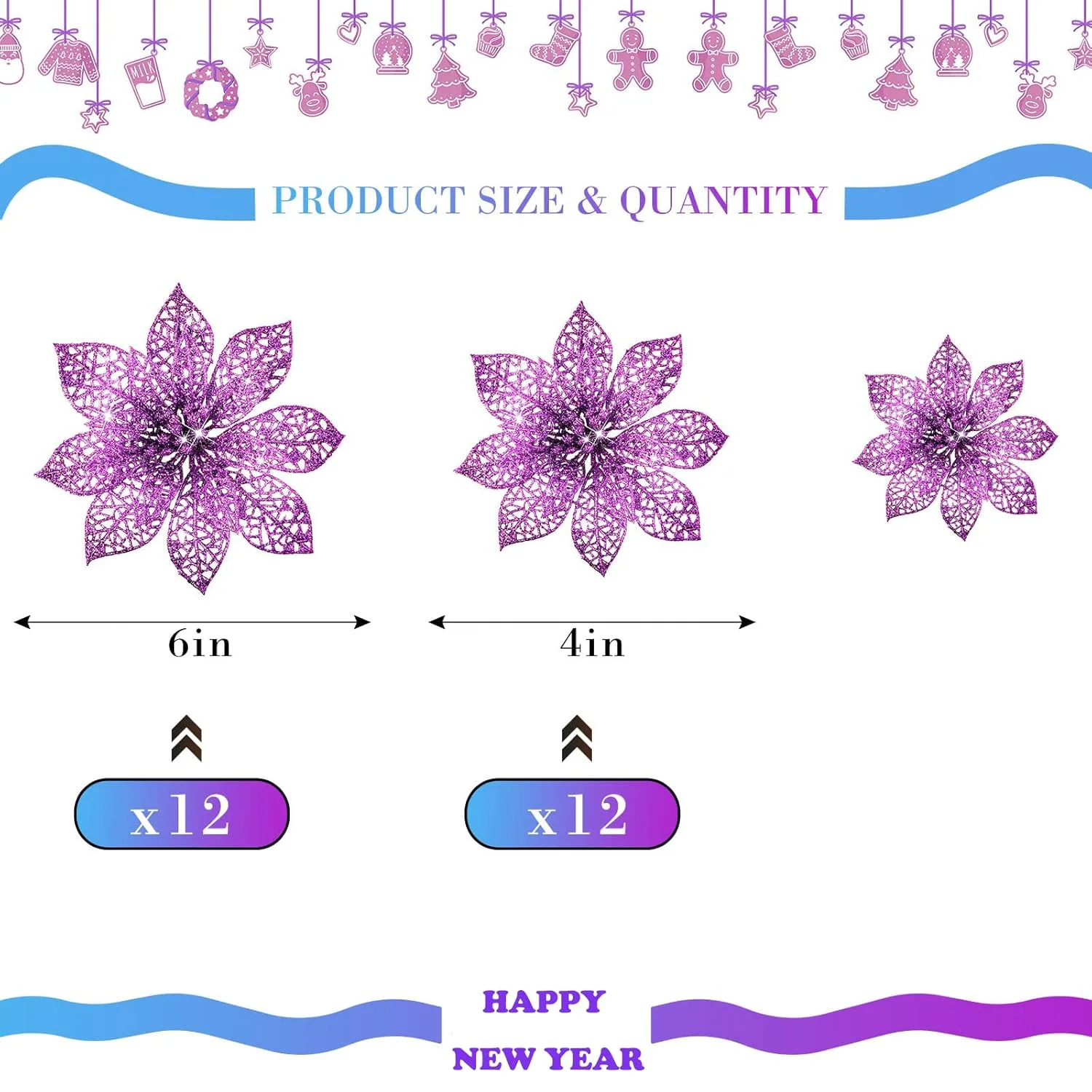 glitter poinsettia flowers 2