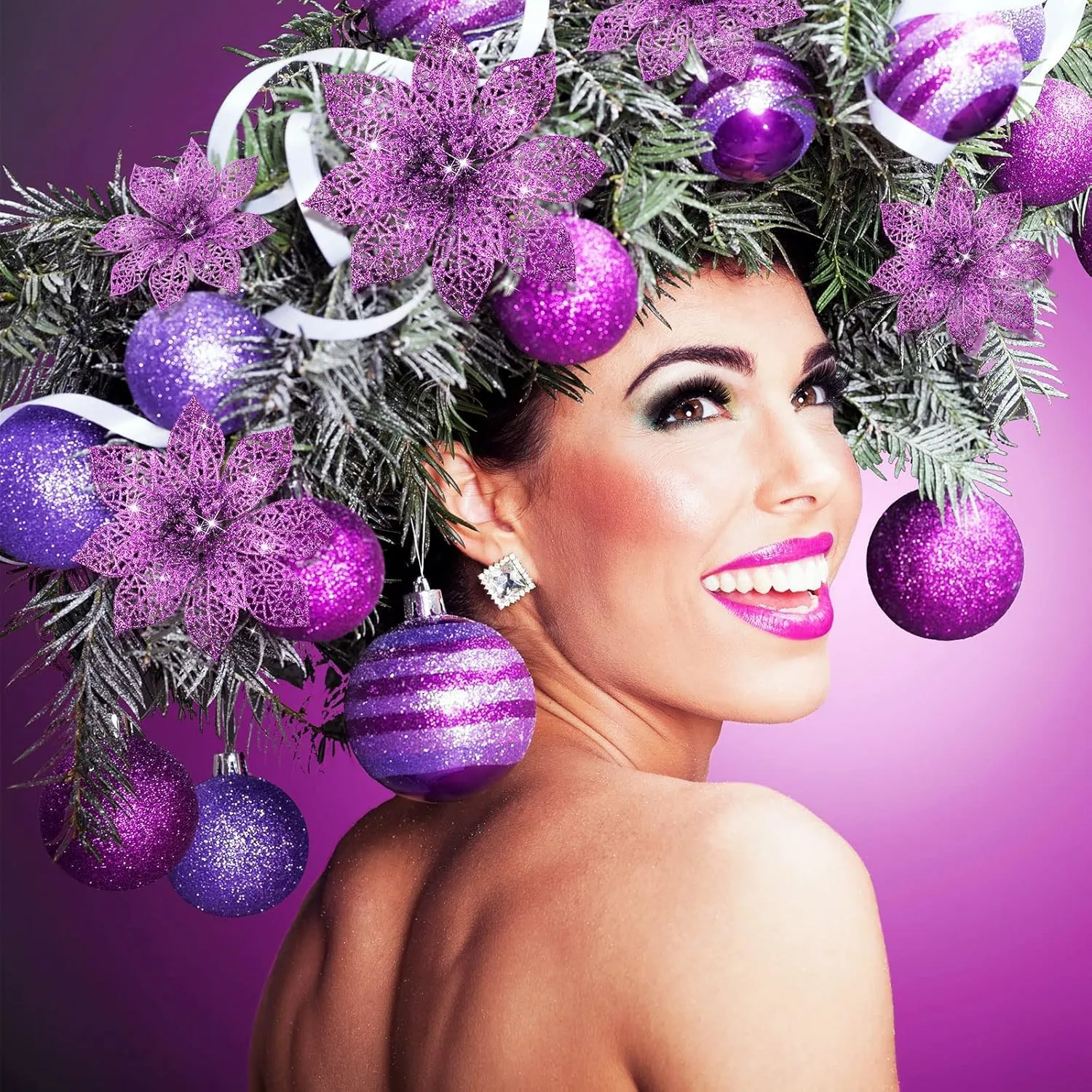 glitter poinsettia flowers 6