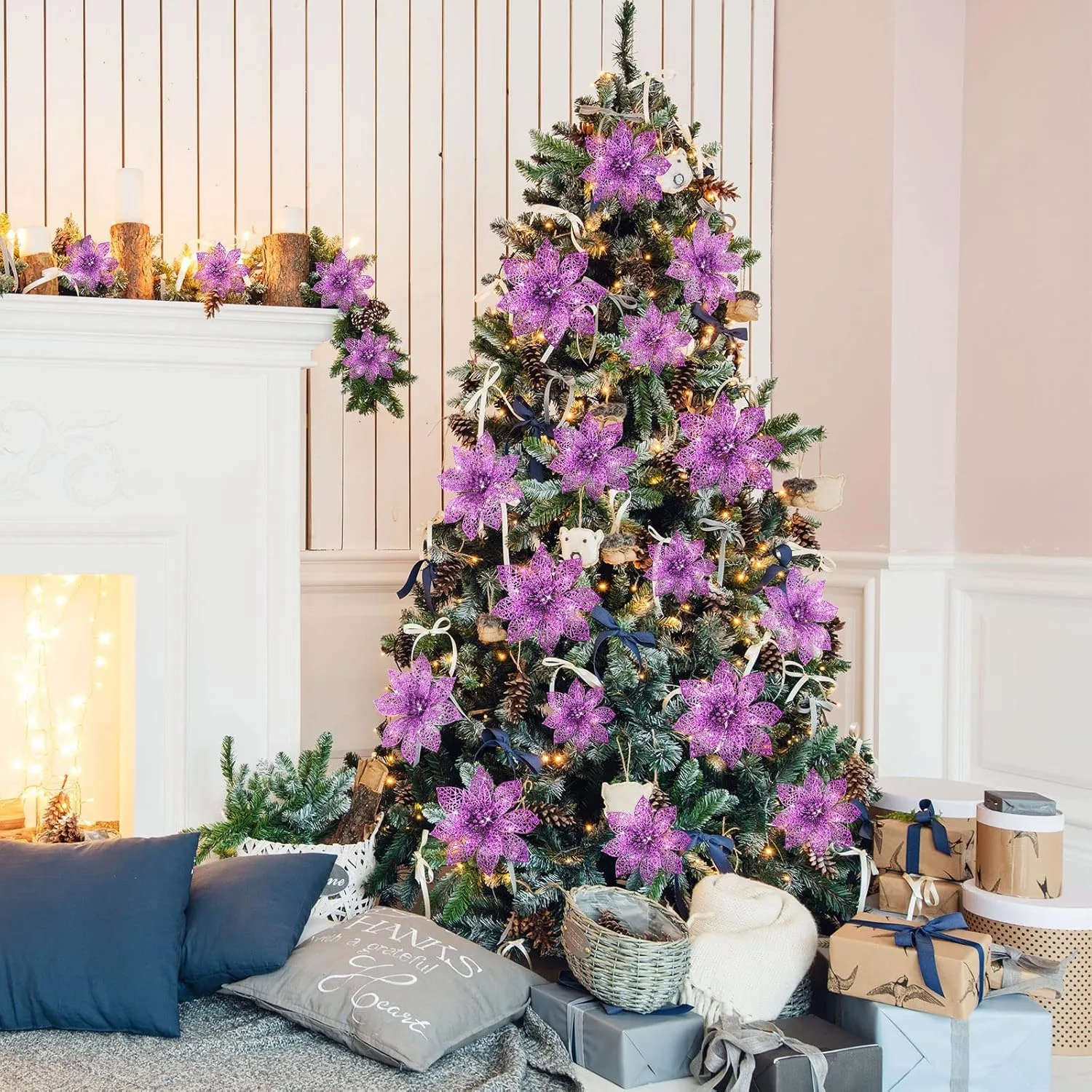 glitter poinsettia flowers 7