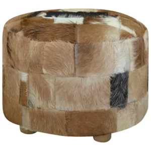 goatskin leather pouffe 1
