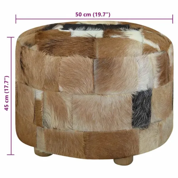 goatskin leather pouffe 2