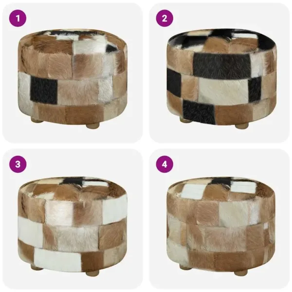 goatskin leather pouffe 3