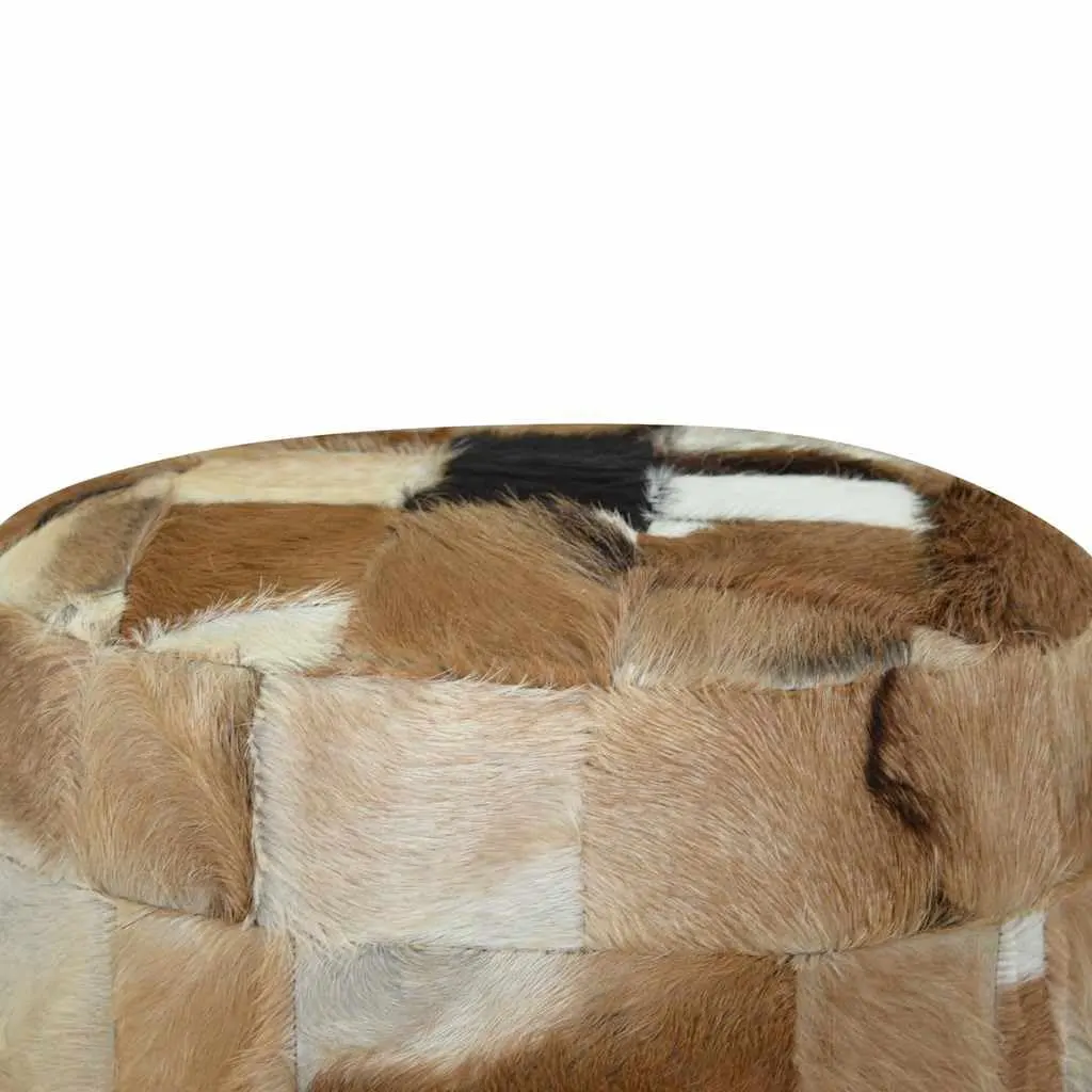 goatskin leather pouffe 4