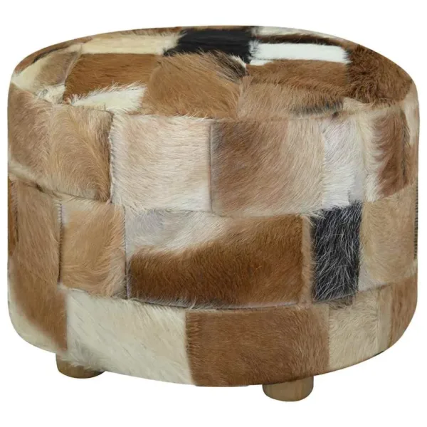 goatskin leather pouffe 5