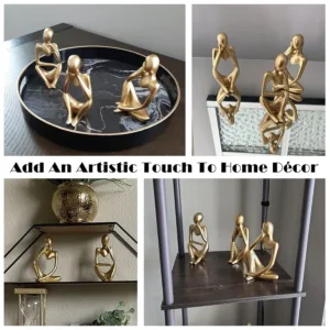 gold thinker statue set 3