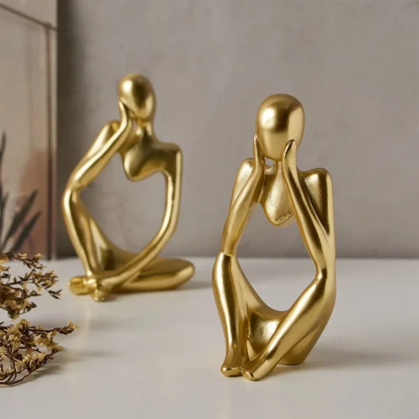 gold thinker statue set 5
