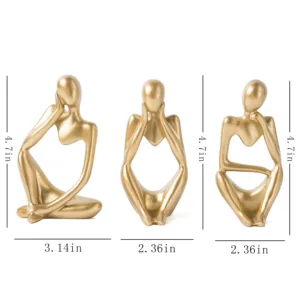 gold thinker statue set 6