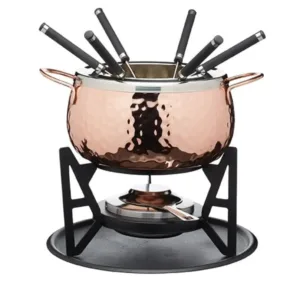 hammered copper fondue set 1