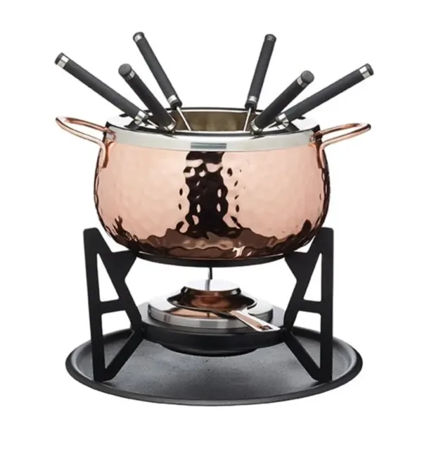 hammered copper fondue set 1