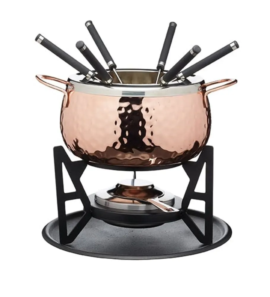 hammered copper fondue set 1