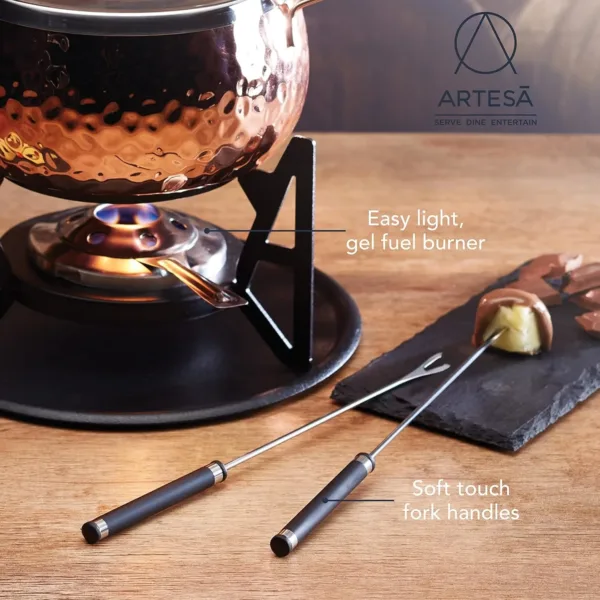 hammered copper fondue set 2