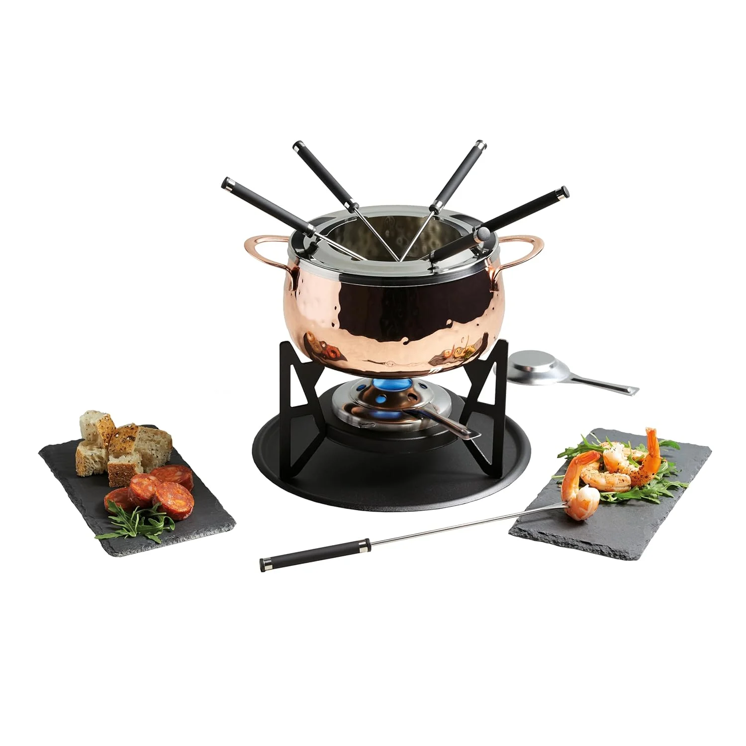 hammered copper fondue set 5