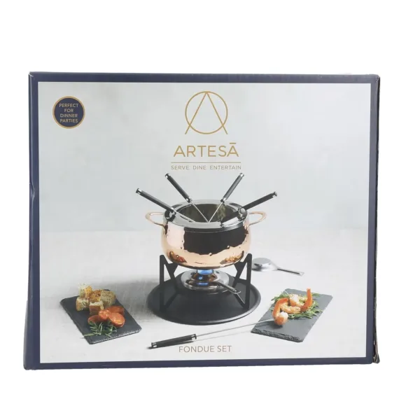 hammered copper fondue set 6