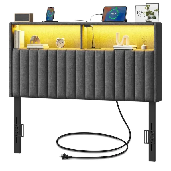 headboard storage usb led 1