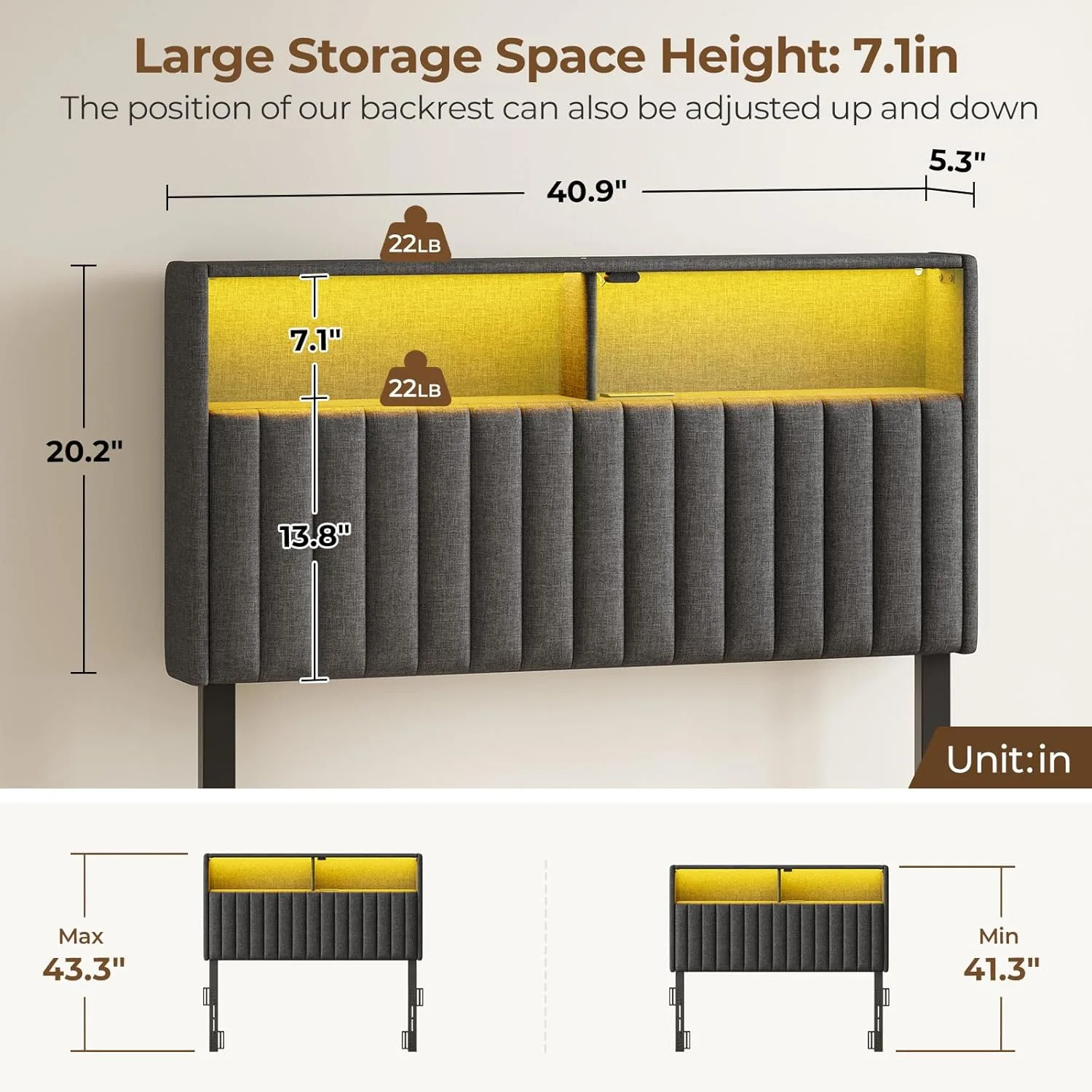 headboard storage usb led 2
