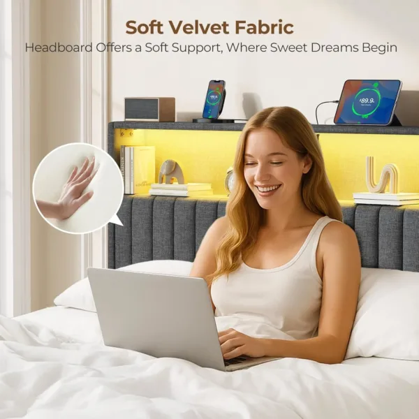 headboard storage usb led 3