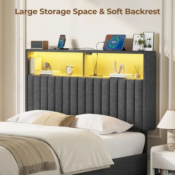 headboard storage usb led 6