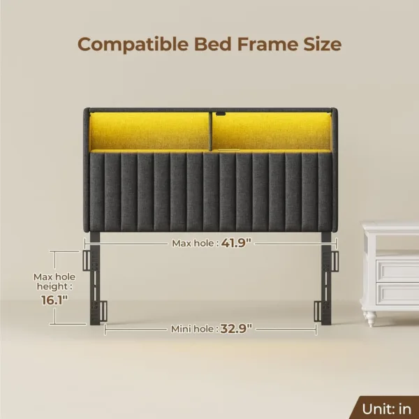 headboard storage usb led 7